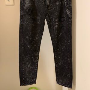 NEW True Religion Acid Wash Ripped Black Jeans